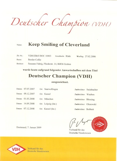 Keep Smiling of Cleverland Dt Ch VDH Keep Smiling of Cleverland Dt Ch VDH